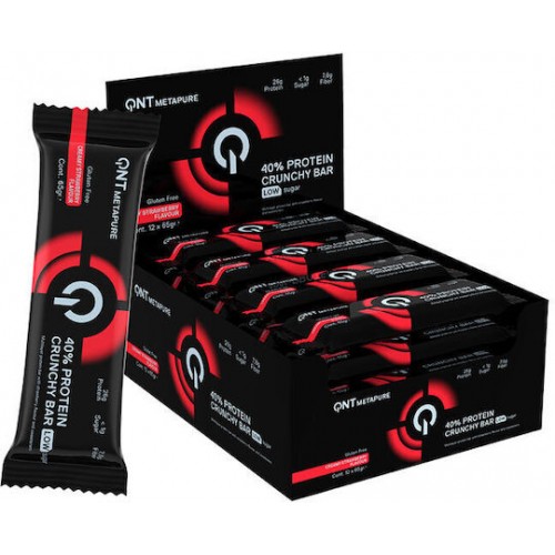 QNT Crunchy Μπάρες με 40% Πρωτεΐνη & Γεύση Creamy Strawberry 12x65gr